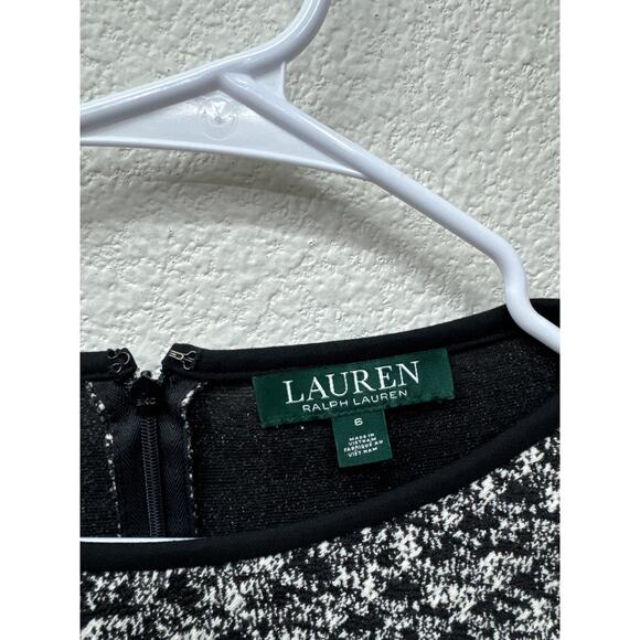 Lauren Ralph Lauren Dress Women's Size 6 Black White Long Sleeve Career Sheath - Picture 3 of 4